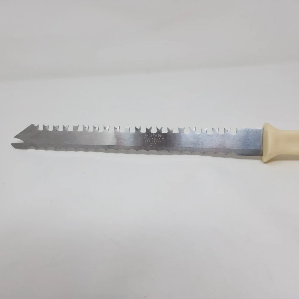 Vintage Quikut "Quikkle" Stainess Serrated Bread and Carving Knife Made in USA - Picture 3 of 16